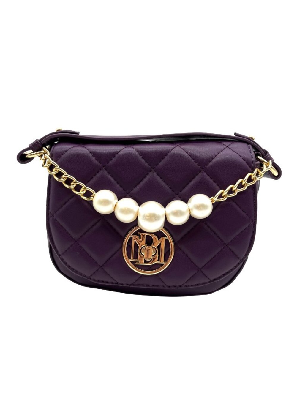 Badgley Mischka Purple Quilted Diamond Faux Leather Crossbody